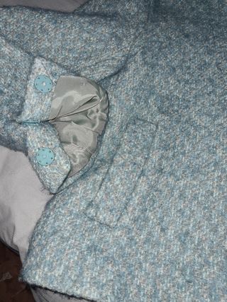 Abrigo lana azul y gris