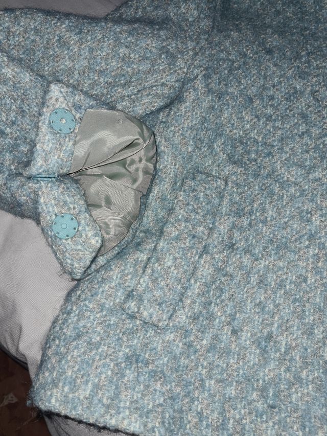 Abrigo lana azul y gris