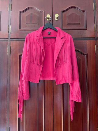 Chaqueta flecos rosa fucsia