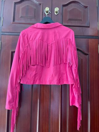 Chaqueta flecos rosa fucsia