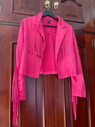 Chaqueta flecos rosa fucsia