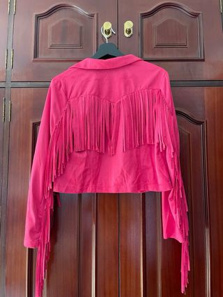 Chaqueta flecos rosa fucsia