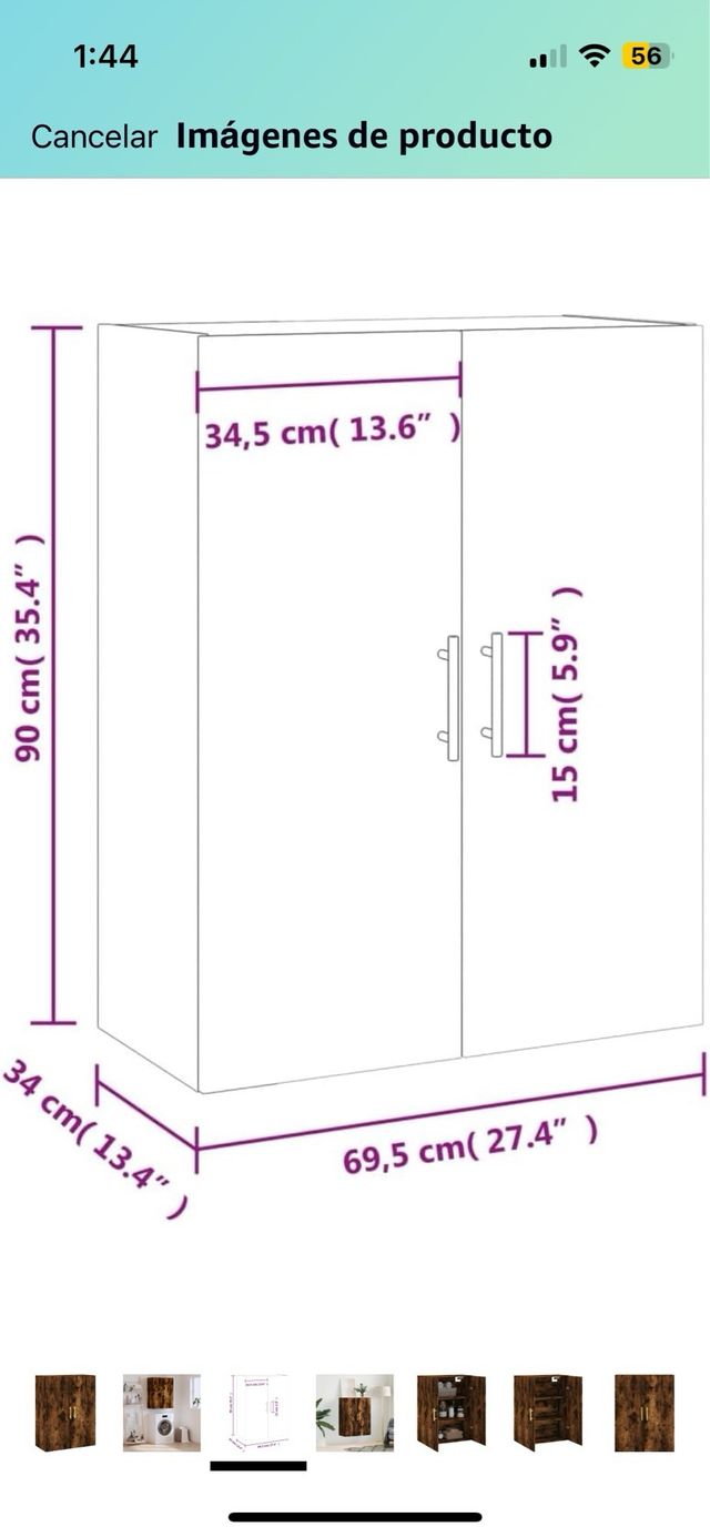 vidaXL Armario de Pared Roble Ahumado