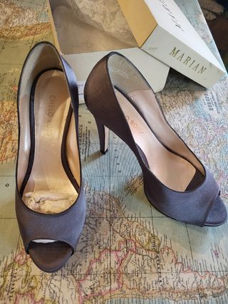 zapato fiesta gris plomo raso talla 39