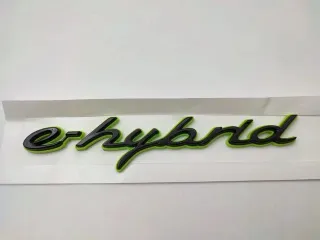 Emblema PORSCHE E-HYBRID verde y negro 