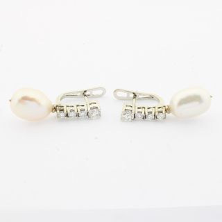 Pendientes oro con brillantes y perla