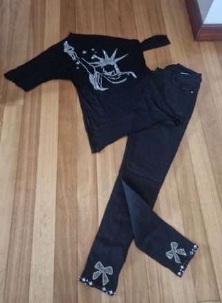 Conjunto pantalón vaquero y camiseta 