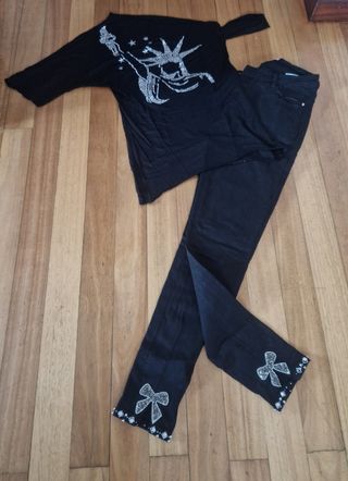 Conjunto pantalón vaquero y camiseta 