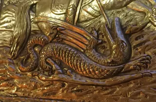 Cuadro de San Jorge plata labrada. Arte bizantina.