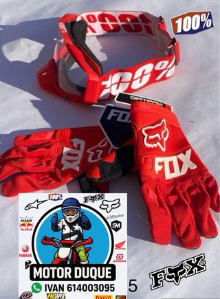 Pitbike pack guantes fox y gafas 100% 