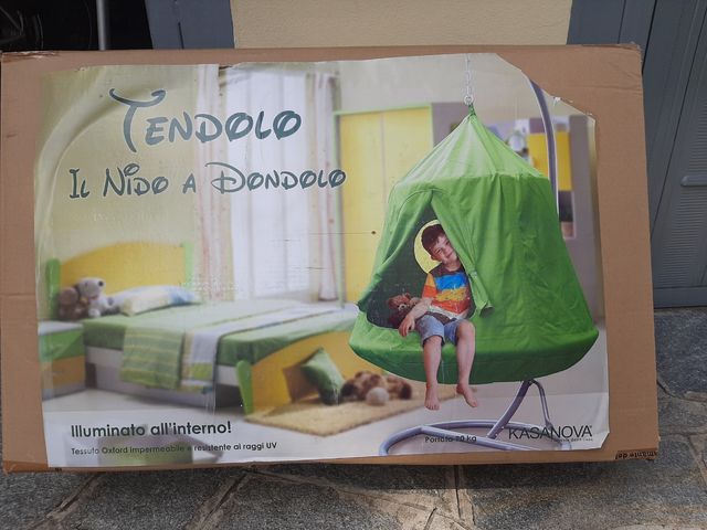 Sedia a dondolo con cuscino e tenda per bambini 