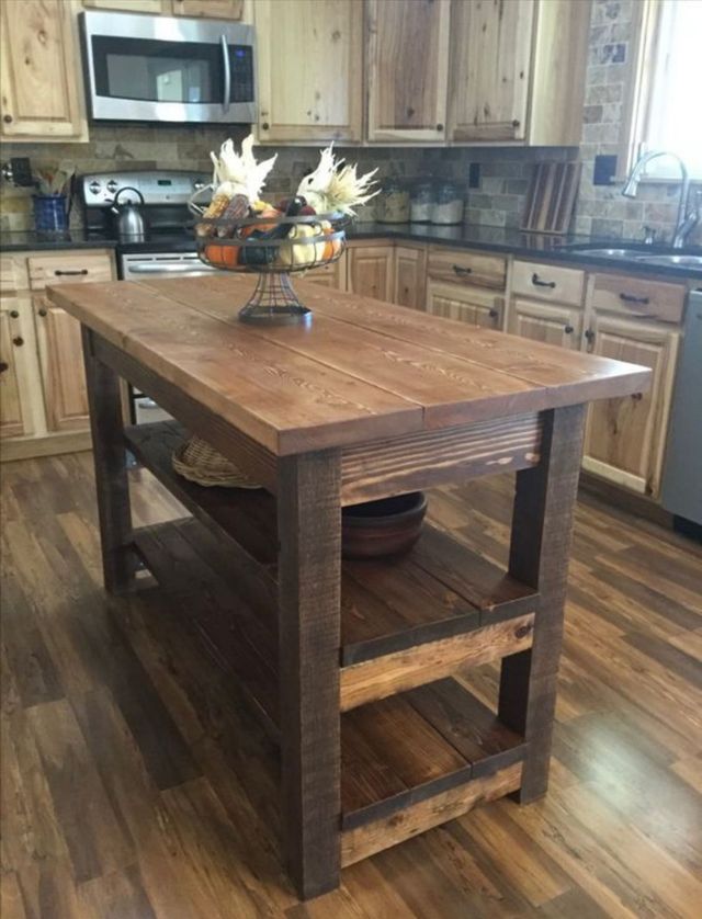 Mesa cocina Isla madera rústica