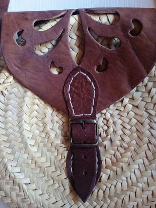Bolso rafia y cuero mujer 