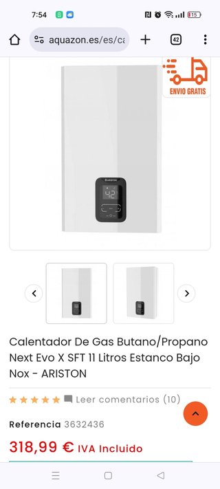 Termo ariston estanco para  natural o  butano
