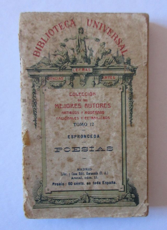 BIBLIOTECA UNIVERSAL ESPRONCEDA POESIAS 1928