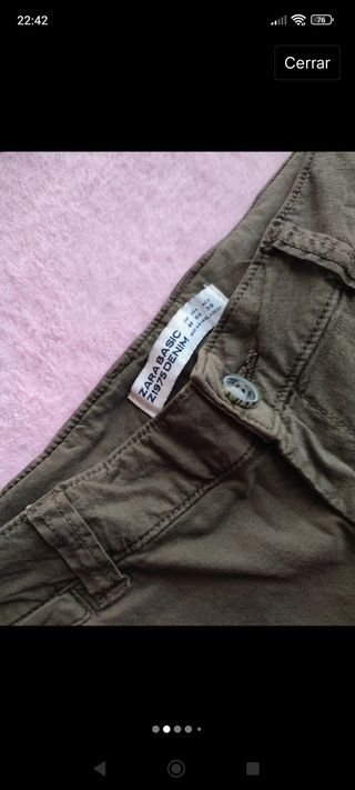 Pantalón vaquero verde caqui zara