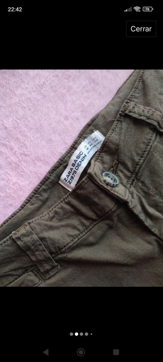 Pantalón vaquero verde caqui zara