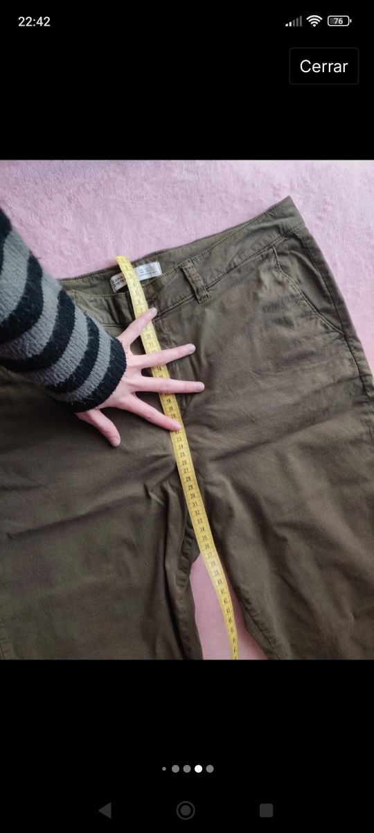 Pantalón vaquero verde caqui zara