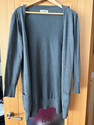 Chaqueta lana gris oscura, semi larga L
