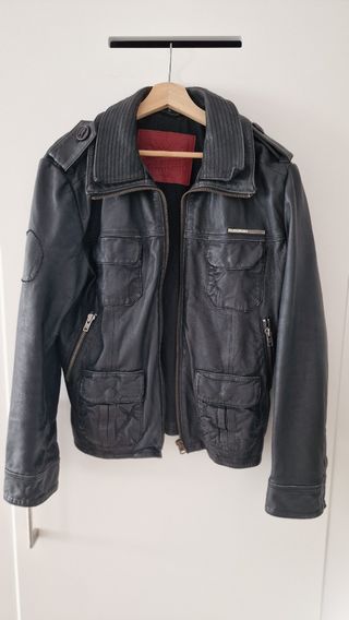 Superdry Brad, Negro Chaqueta de cuero