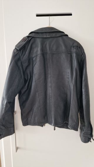 Superdry Brad, Negro Chaqueta de cuero