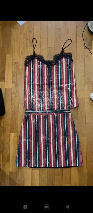 Falda y top lentejuelas zara