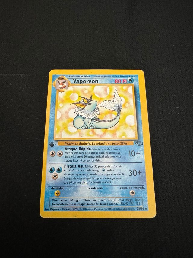 Carta pokemon vaporeon primera edicion