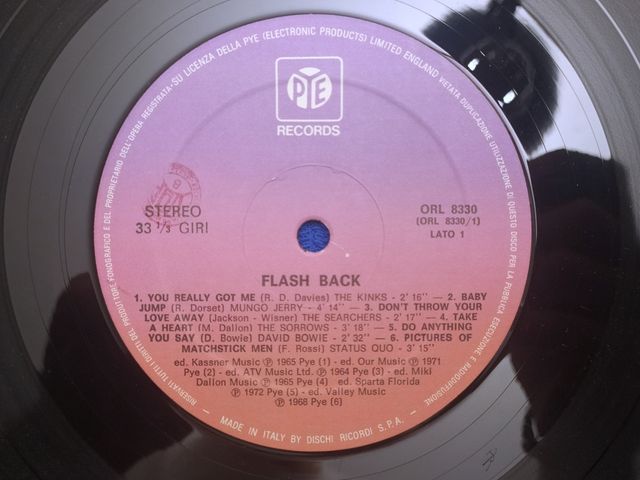 Vinile • Flash Back -- Solo Disco -- PYE Record