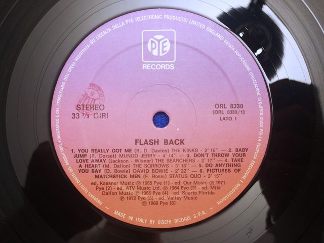 Vinile • Flash Back -- Solo Disco -- PYE Record