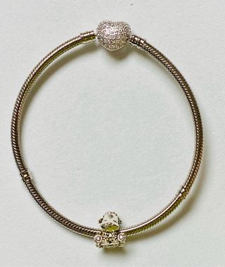 Pulsera tipo cordon y charm oveja en plata ley 925