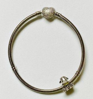 Pulsera tipo cordon y charm oveja en plata ley 925
