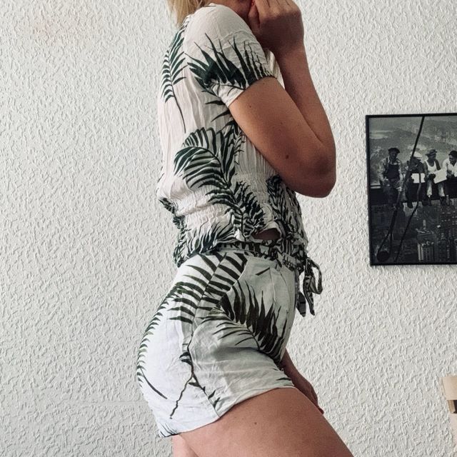 Conjunto de lino palmeras H&M XS 