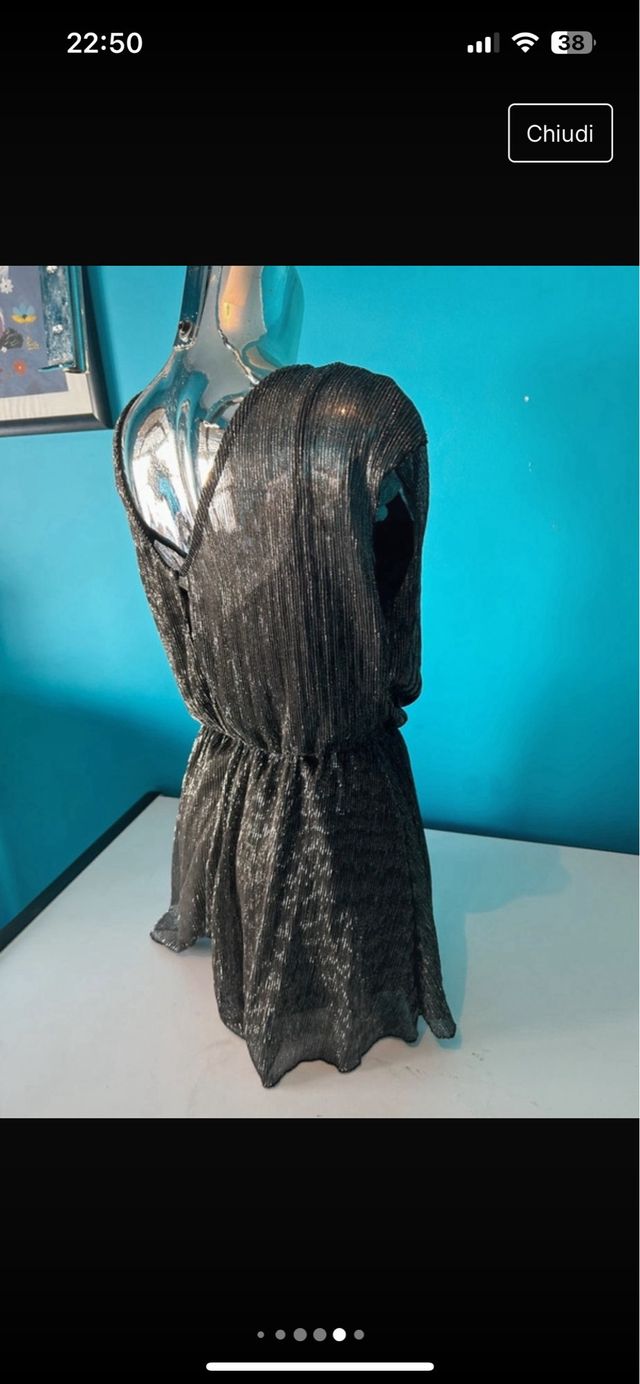 Tuta playsuit argento brillantinata 