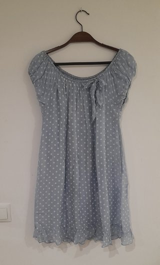 Vestido seda estampado topos