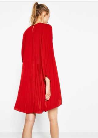 Vestido plisado rojo - Zara