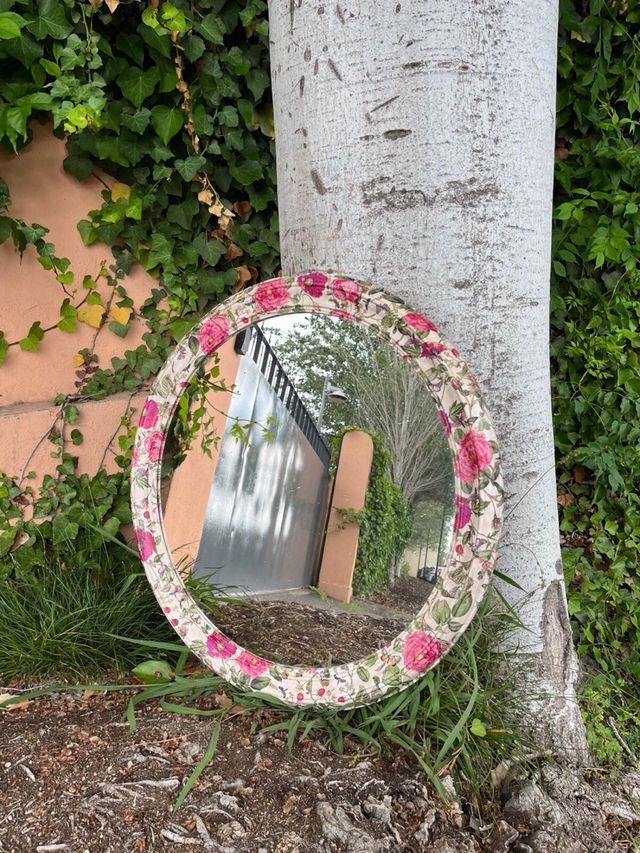 Precioso ESPEJO MADERA redondo VINTAGE