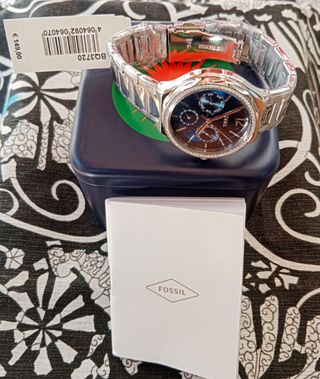 Reloj Analógico Fossil Plateado/Azul, para Mujer.