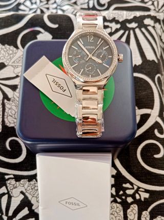 Reloj Analógico Fossil Plateado/Azul, para Mujer.
