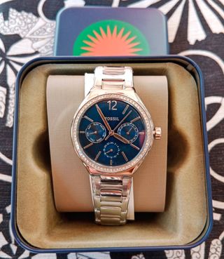 Reloj Analógico Fossil Plateado/Azul, para Mujer.