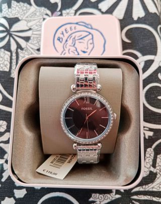 Nuevo Reloj Fossil Plateado/Negro, para Mujer.