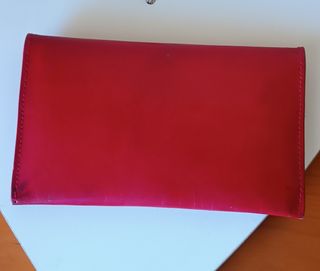 Monedero piel rojo tres piezas