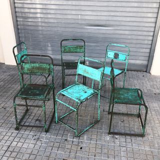 Sillas metal industriales taller vintage 1960