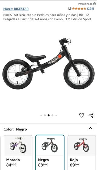 Bicicleta infantil 12" bikestar sin pedales