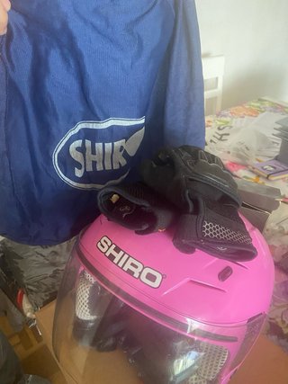 Casco para moto rosa infantil