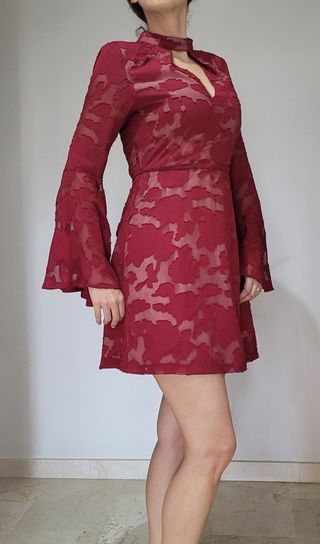 Vestido cóctel fiesta corto manga larga a estrenar