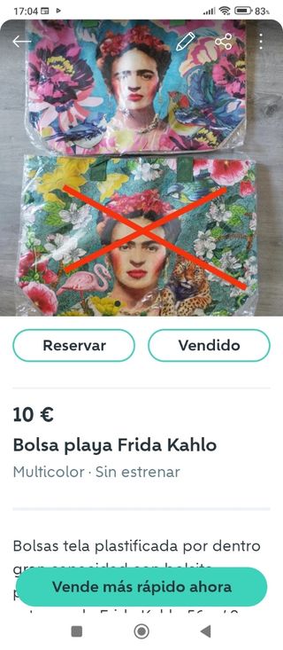 Bolsa playa Frida Kahlo