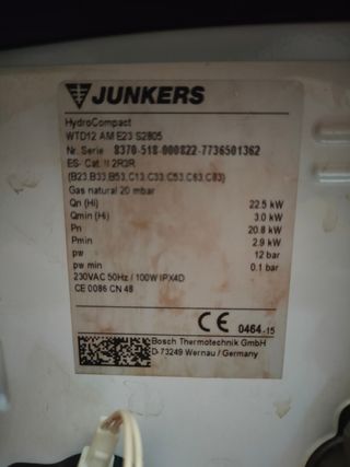Calentador gas ciudad Junkers