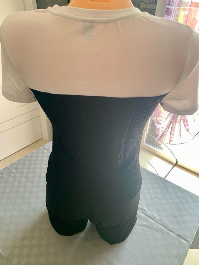 Maglia maniche corte nero - bianca taglia S