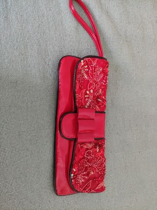 Bolso de fiesta con pedrería rojo