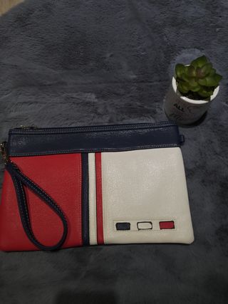 Cartera azul Blanca y roja